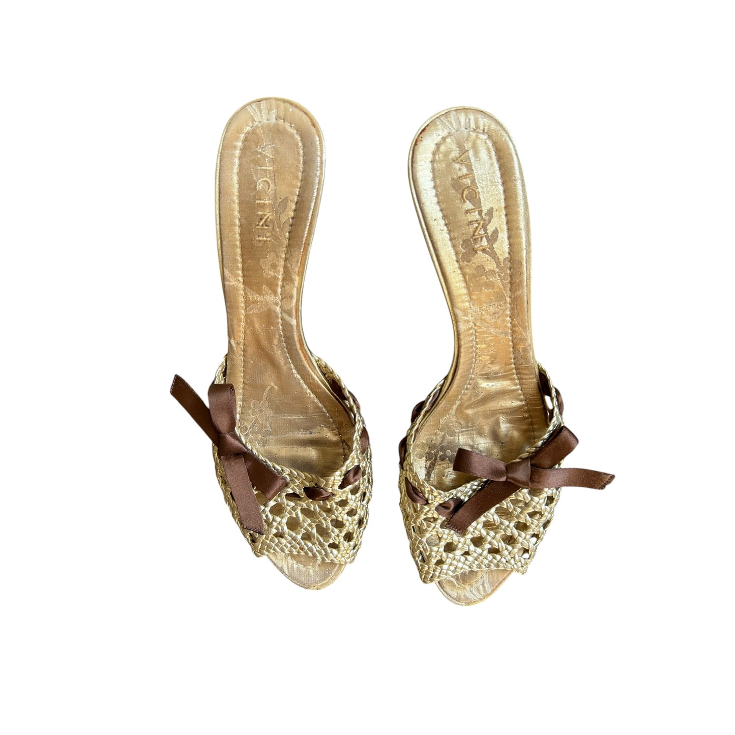 Vintage Vicini by Zanotti bronze bow tie mules / 38.5