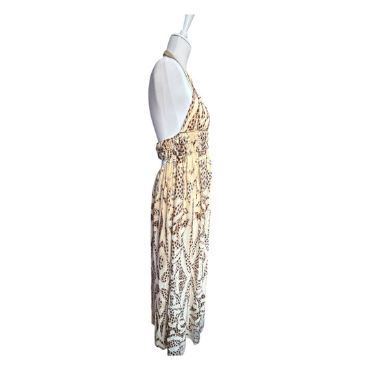 Roberto Cavalli Silk Halter Dress – Backless Animal Print Cut-Out Dress