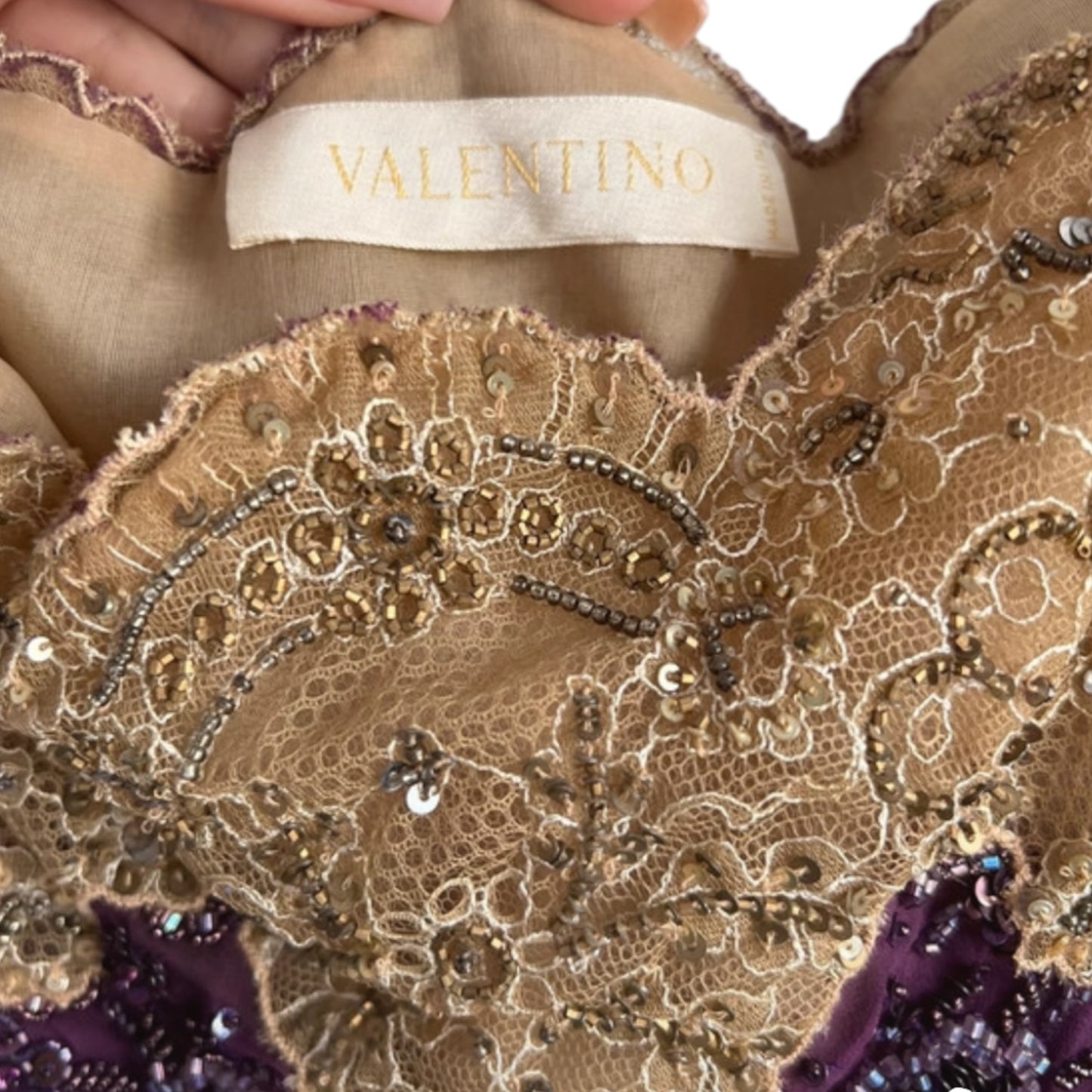 RENTAL ONLY-Vintage Valentino 2005 purple sequined lace dress NWT