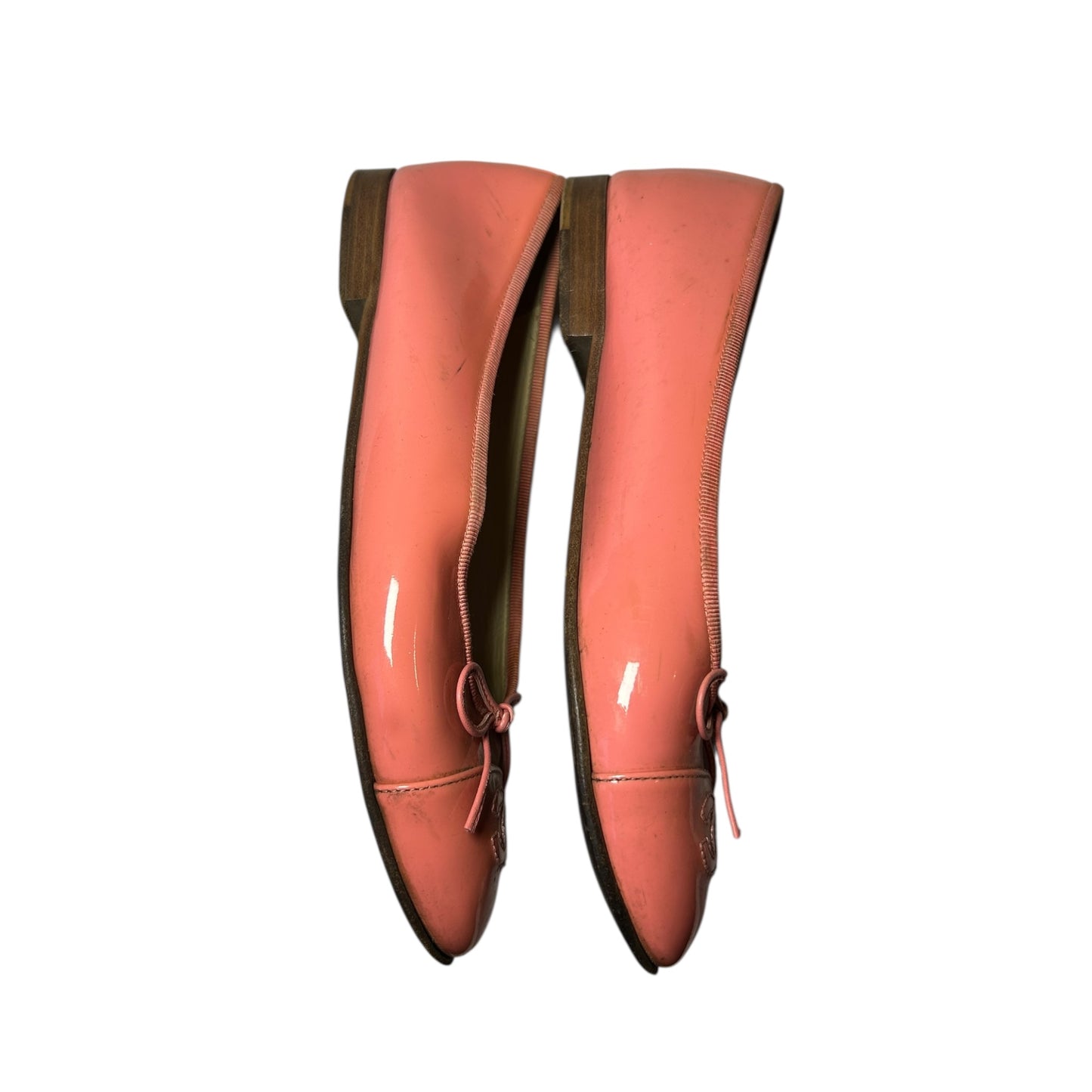 Vintage Chanel CC interlocking logo pink ballet flats / 37.5