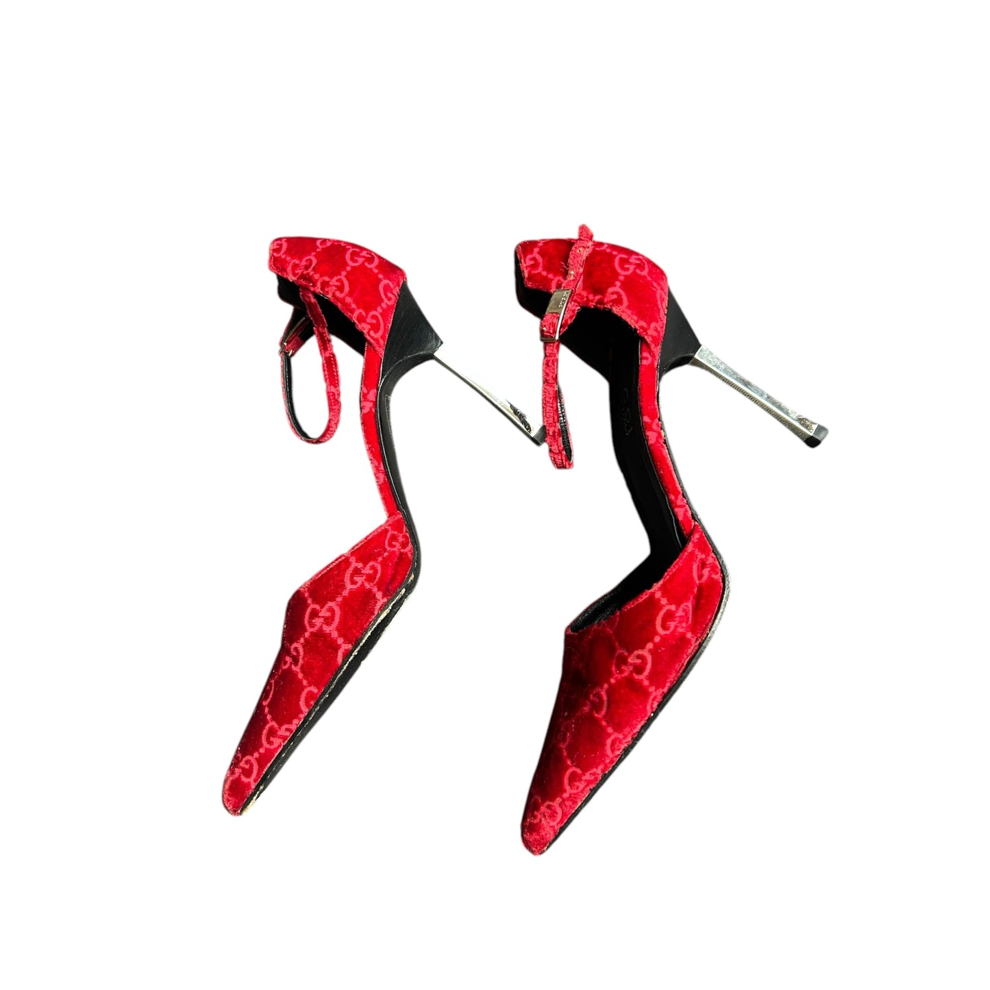 Vintage Gucci by Tom Ford FW 1997 GG monogram red heels / 38.5