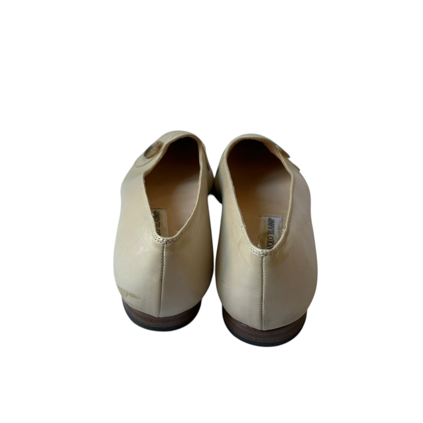 Vintage Manolo Blahnik cream button flats / 36