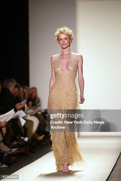 Vintage rare Oscar De La Renta Runway SS 2003 Sequin Feathered Gown