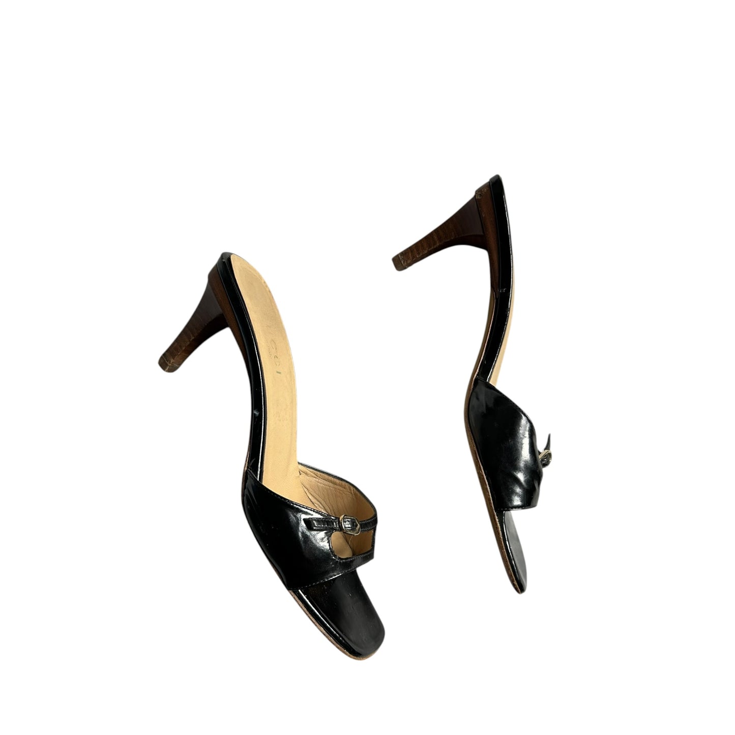 Vintage Gucci by Tom Ford black leather mule heels / 37