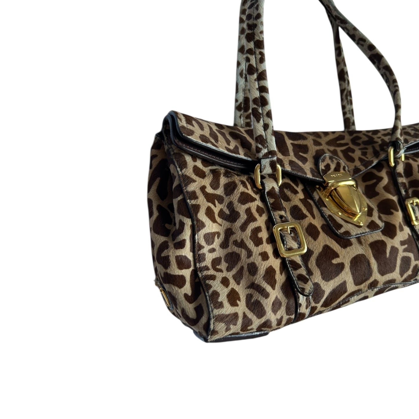 Vintage rare Prada animal print pony hair Giraffe-Print Cavallino Shoulder Bag