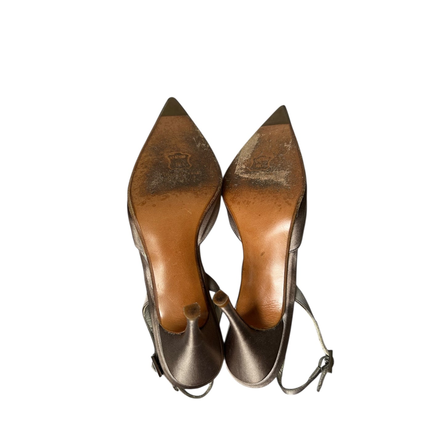 Vintage Stuart Weitzmann satin gray slingback heels/ 39