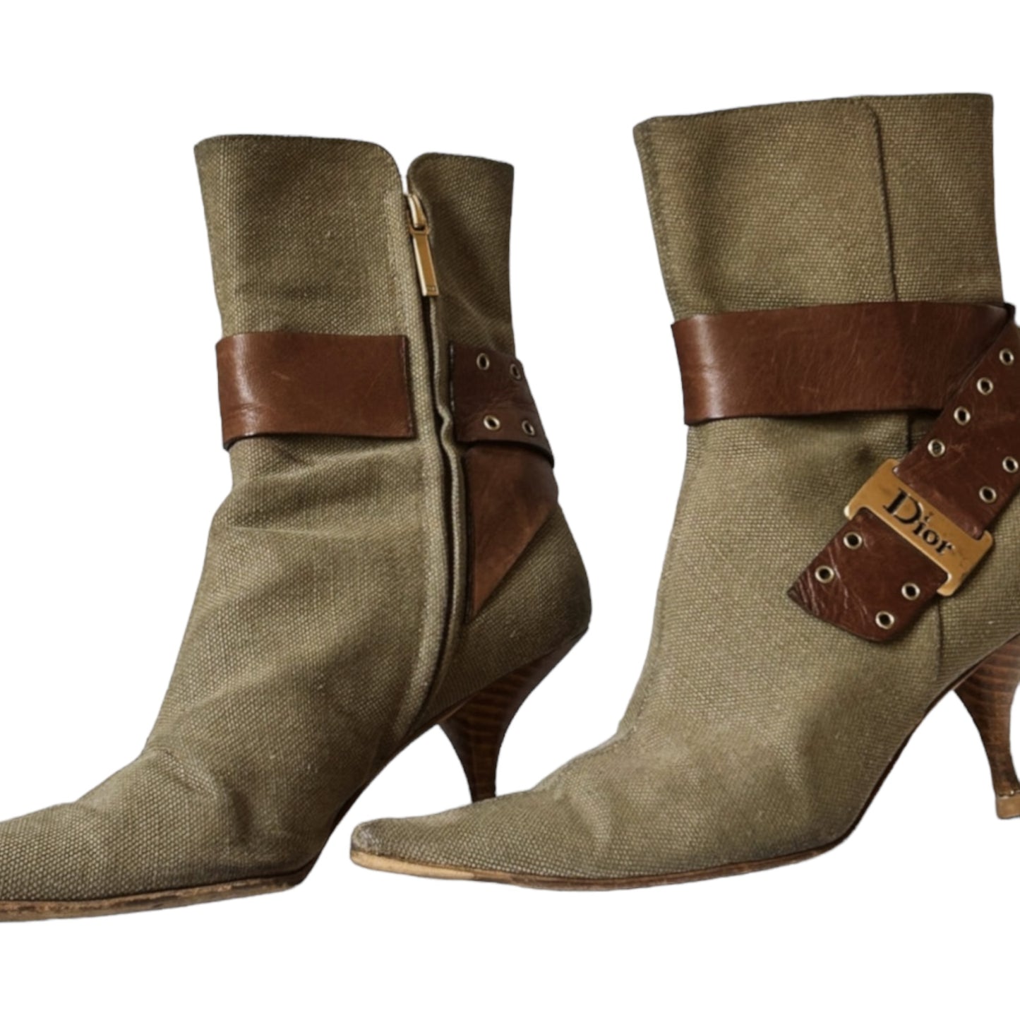 Vintage Dior 2000s khaki ankle boots/36.5