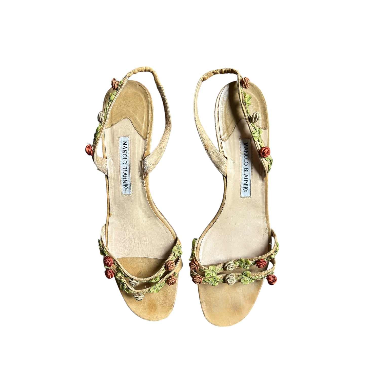 Vintage Manolo Blahnik floral sandals / 40.5