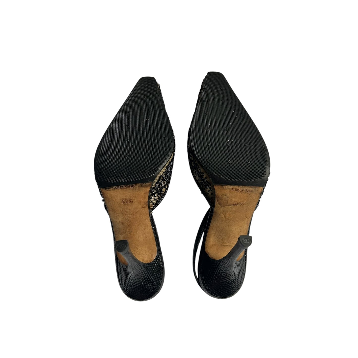 Vintage Rene Caovilla sequenced sling back heels / 38.5