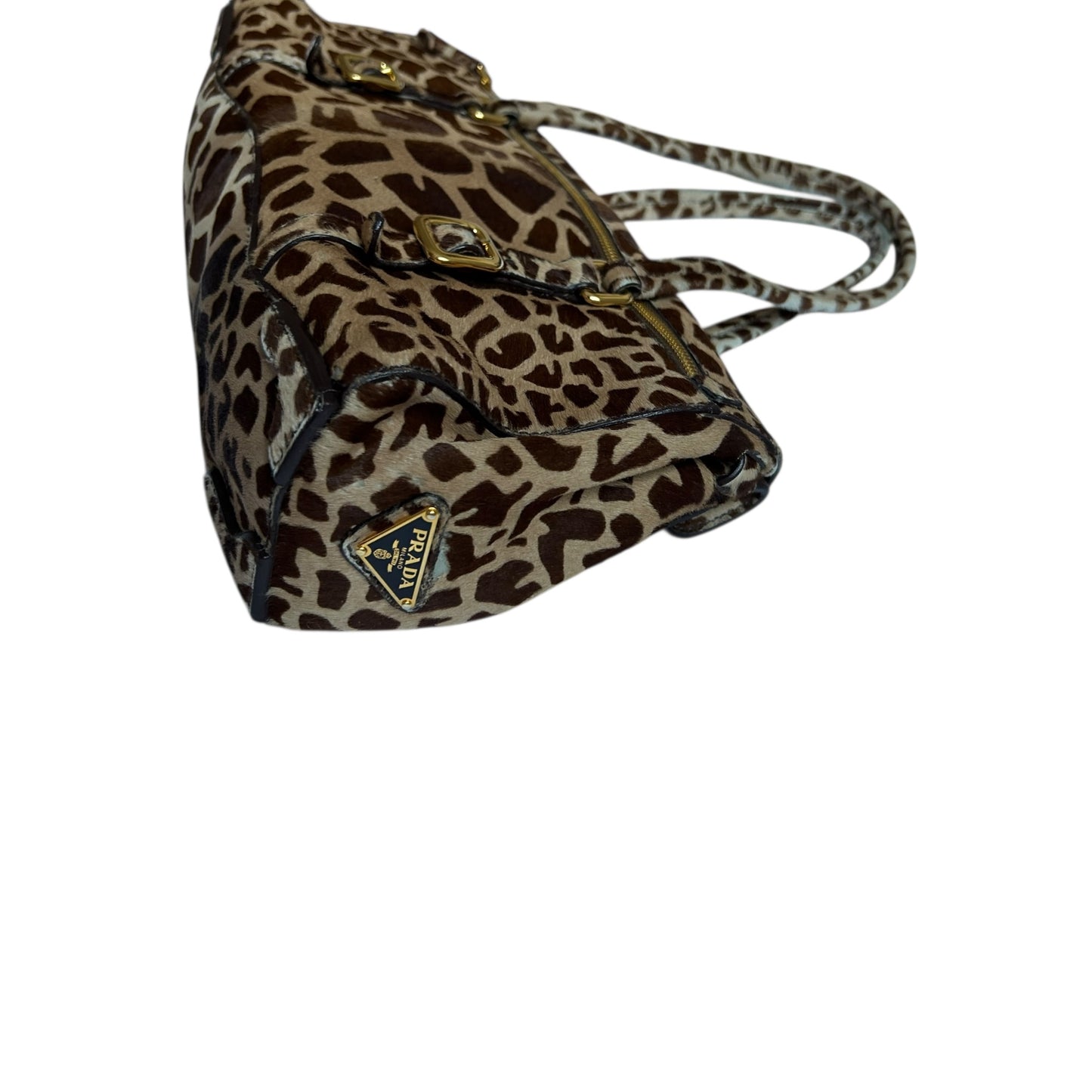 Vintage rare Prada animal print pony hair Giraffe-Print Cavallino Shoulder Bag