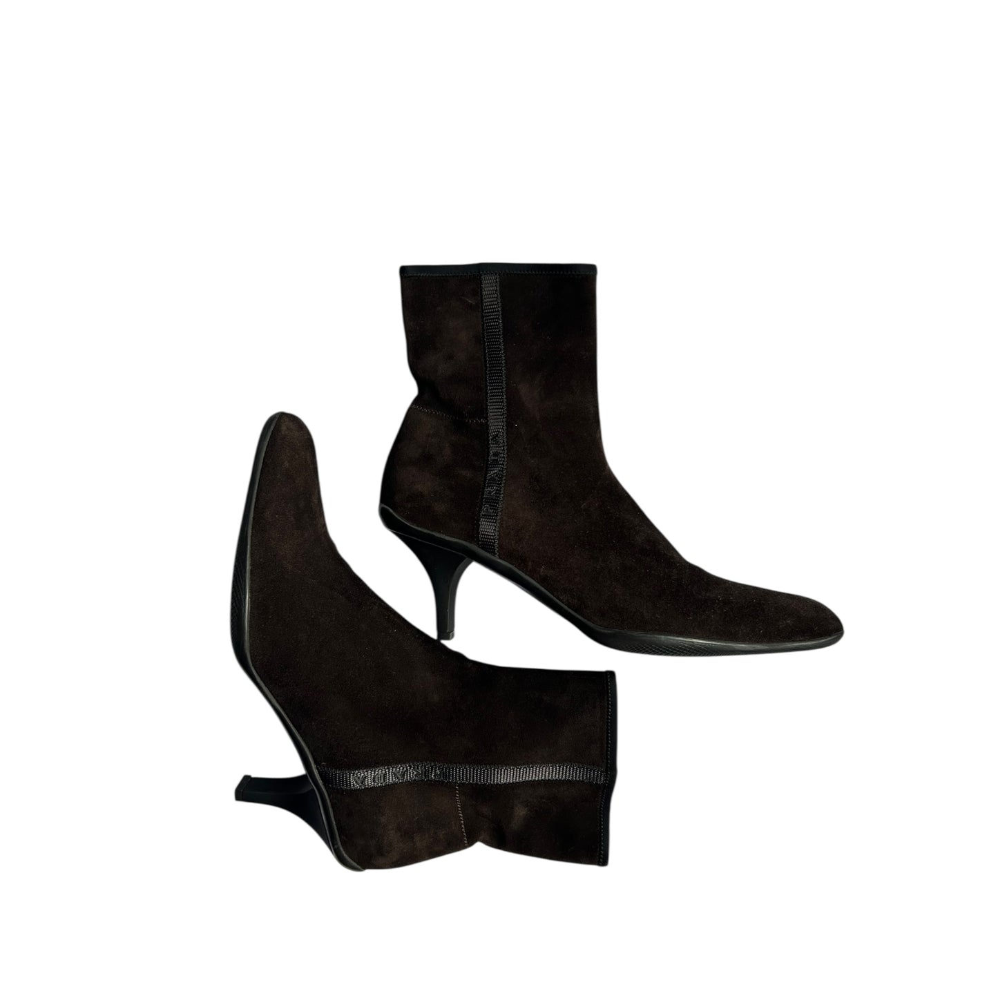 Vintage Prada brown suede ankle boots / 38.5