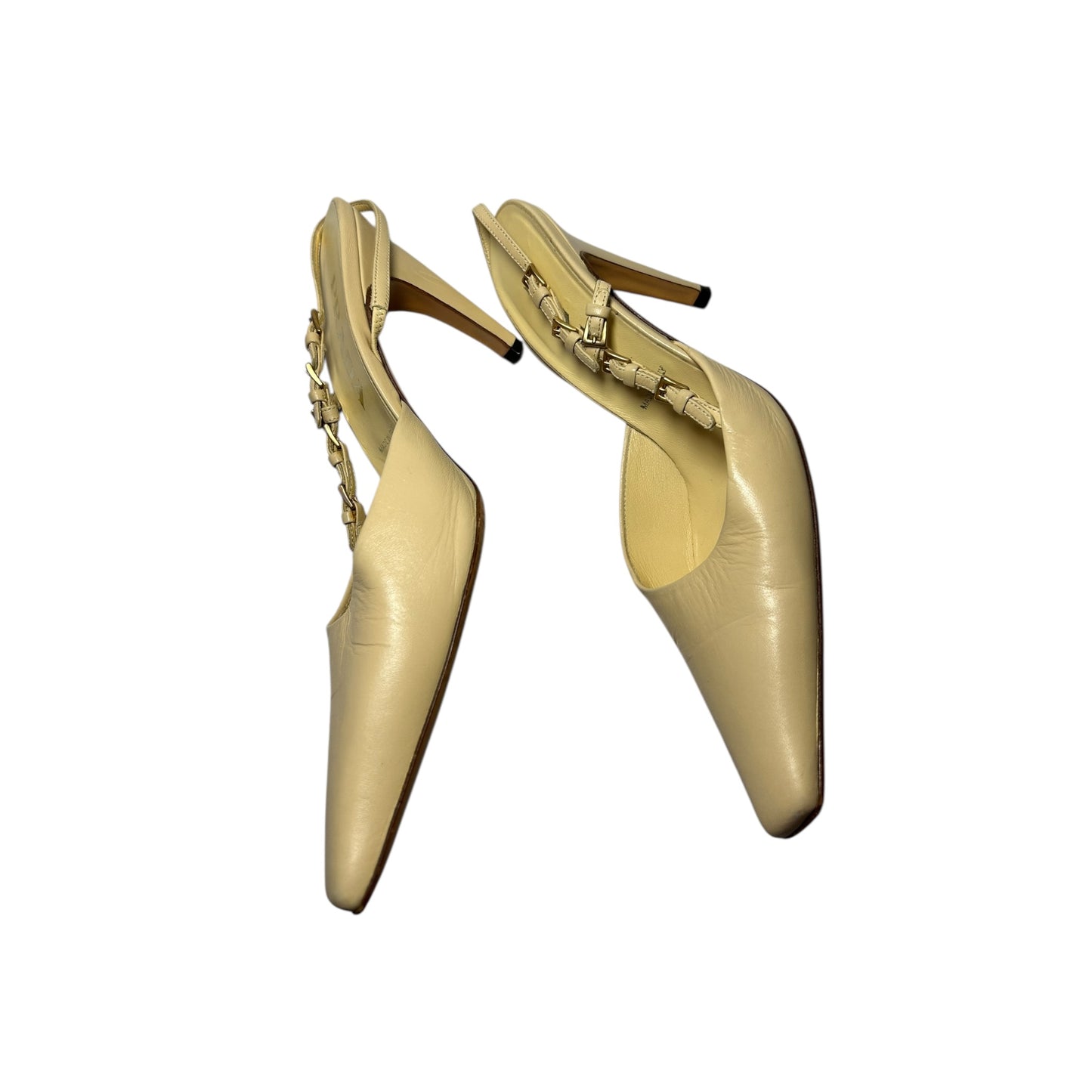 Vintage Prada chain beige minimal sling back heels / 38