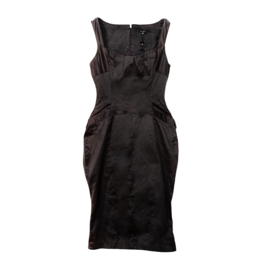 Vintage Gucci by Tom Ford FW2003 Gray Structured Satin Dress with Buckle Detailh