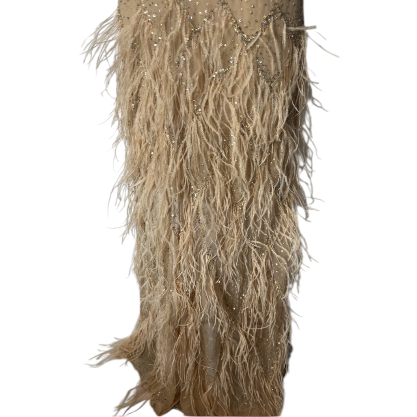 Vintage rare Oscar De La Renta Runway SS 2003 Sequin Feathered Gown