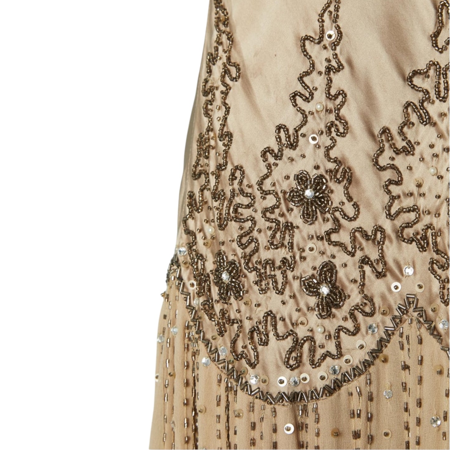 Vintage Versace beige silk beaded 90s dress