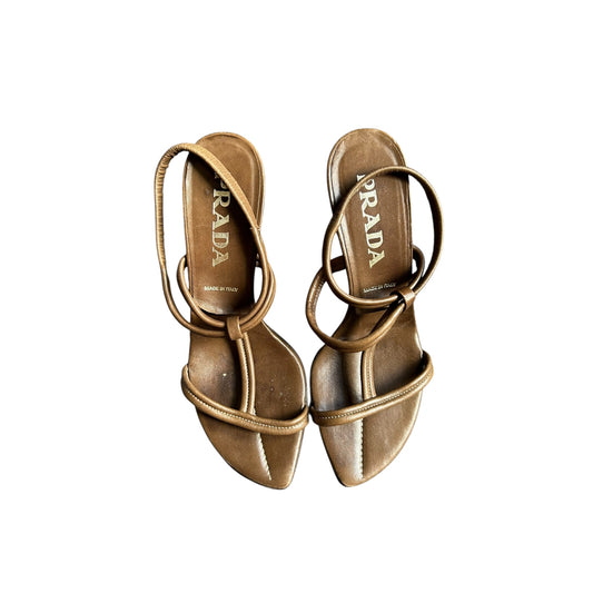 Vintage Prada brown leather sandals/ 37.5