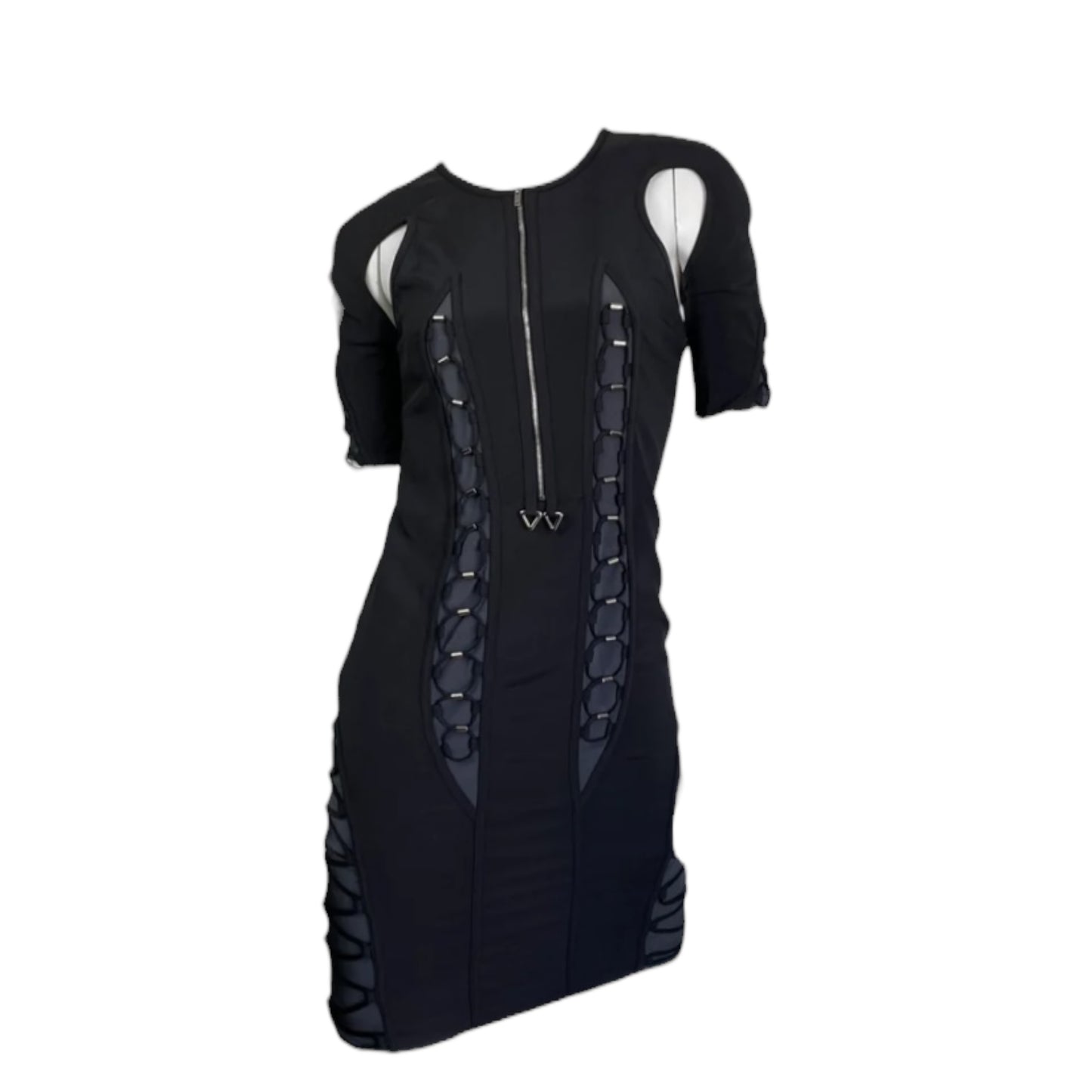Gucci Spring/Summer 2010 by Frida Giannini
Black & Grey Silk-Blend Cut-Out Lace-Up Futuristic Mini Dress