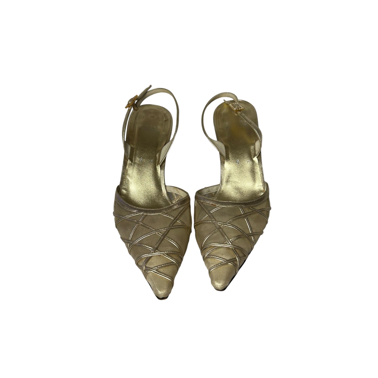 Vintage Stuart Weitzman metallic mesh slingback heels / 38