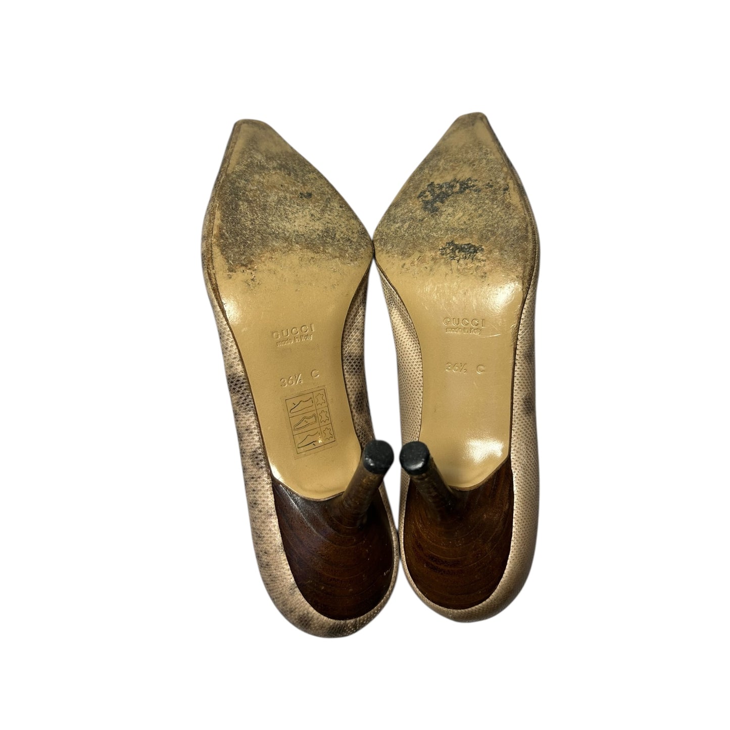 Vintage Gucci by Tom Ford lizard brown tan pump heels / 36.5