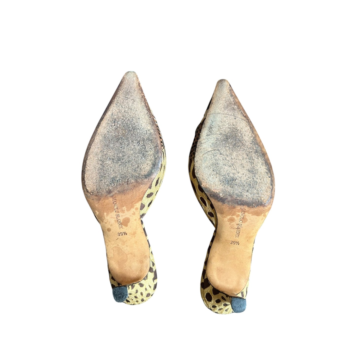 Vintage Manolo Blahnik animal print polka dot mule heels/ 39.5
