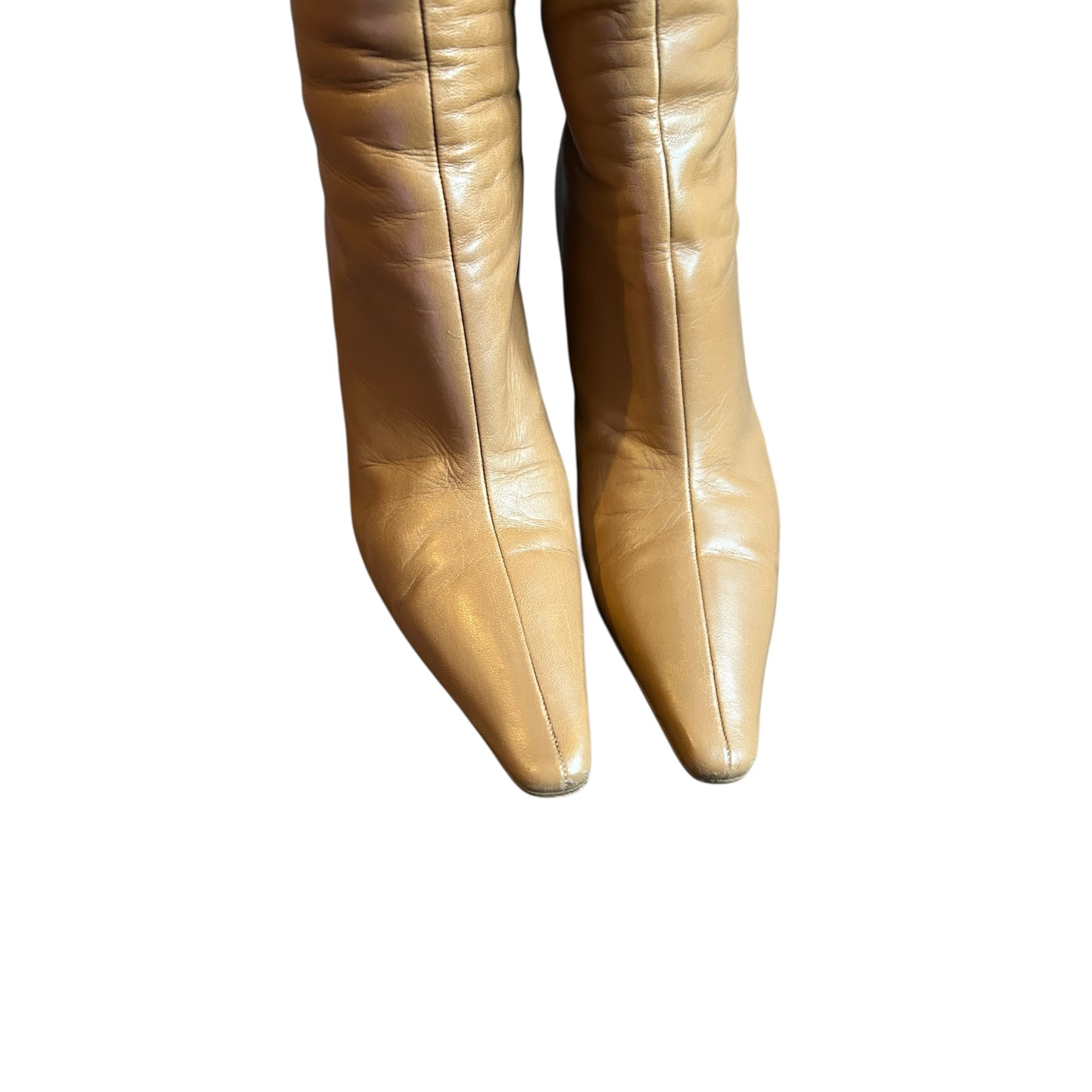 Vintage Jimmy Choo knee high tan kid boots / 37.5