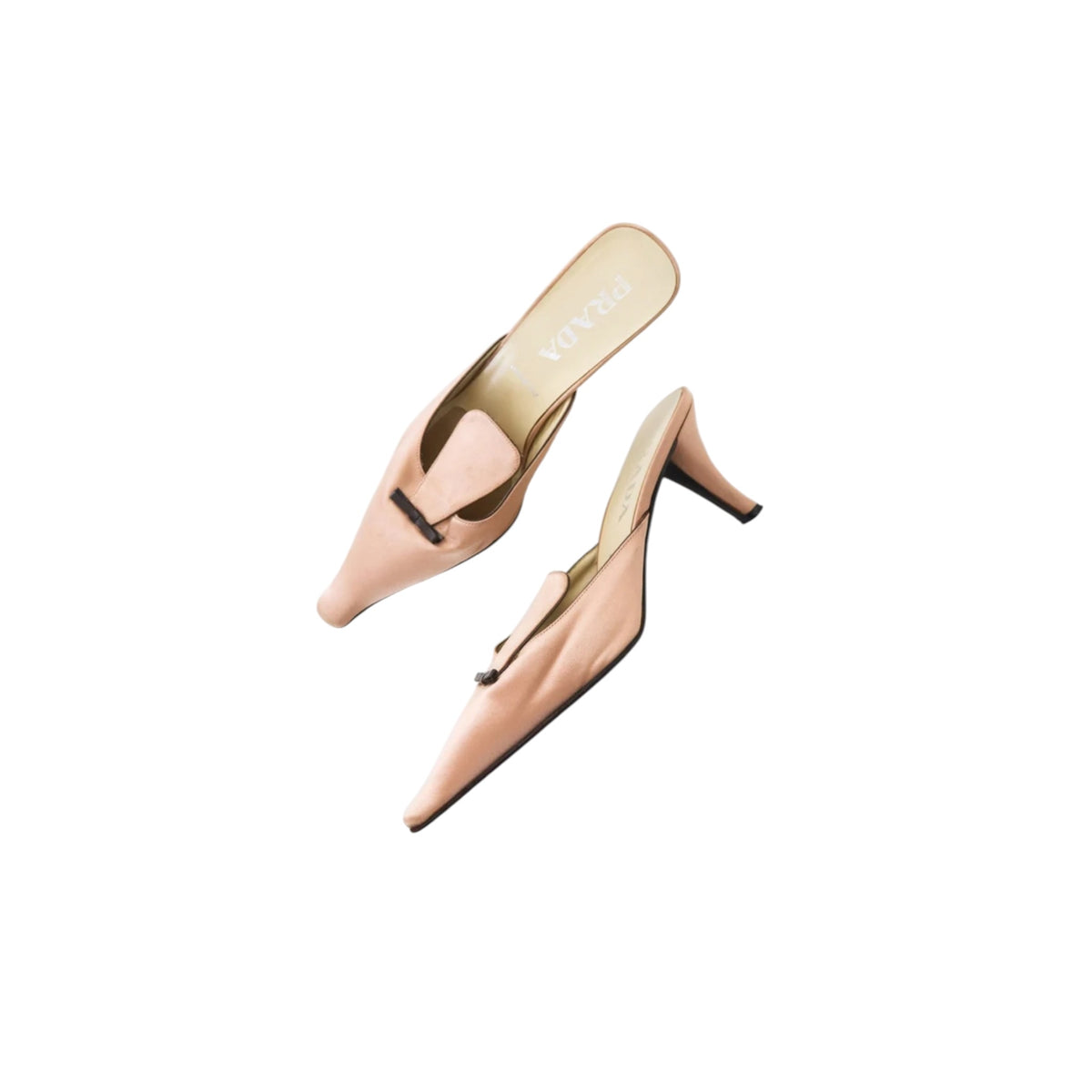 Vintage Prada satin pink bow mules / 37