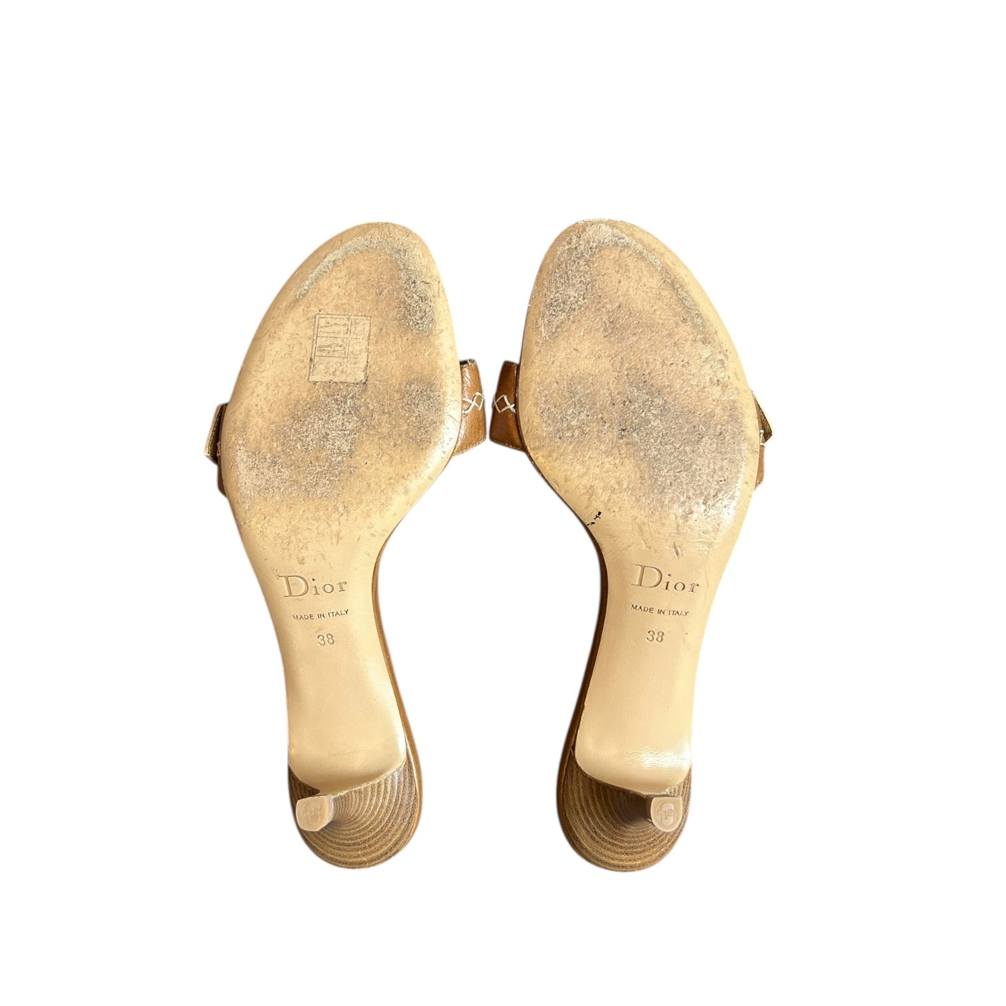Vintage Dior brown leather logo mule heels / 38