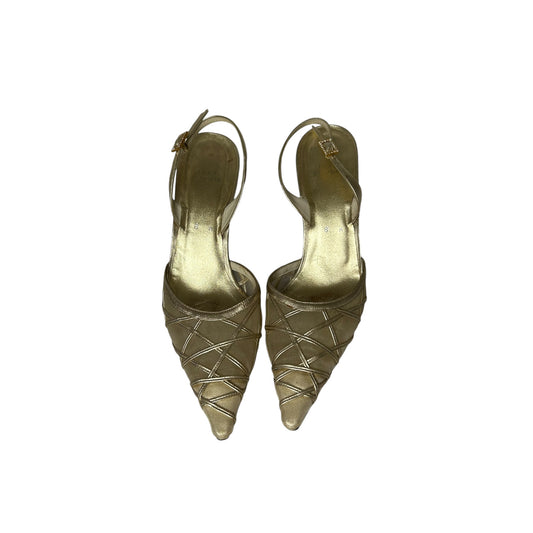Vintage Stuart Weitzman metallic mesh slingback heels / 38