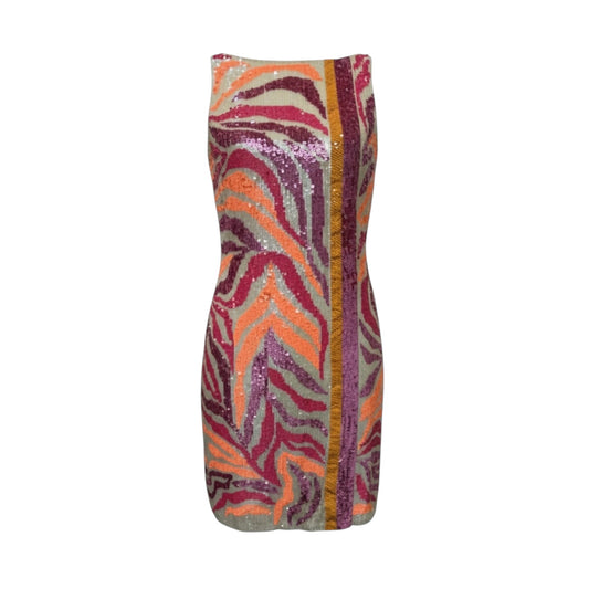 Vintage Blumarine Runway 2008 Sequin Zebra Mini Dress – Rare Archive Piece