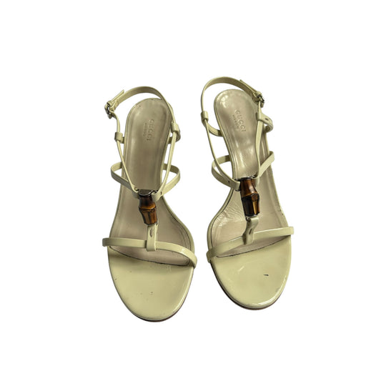 Gucci by Tom Ford cream bamboo sandal heels / 38.5