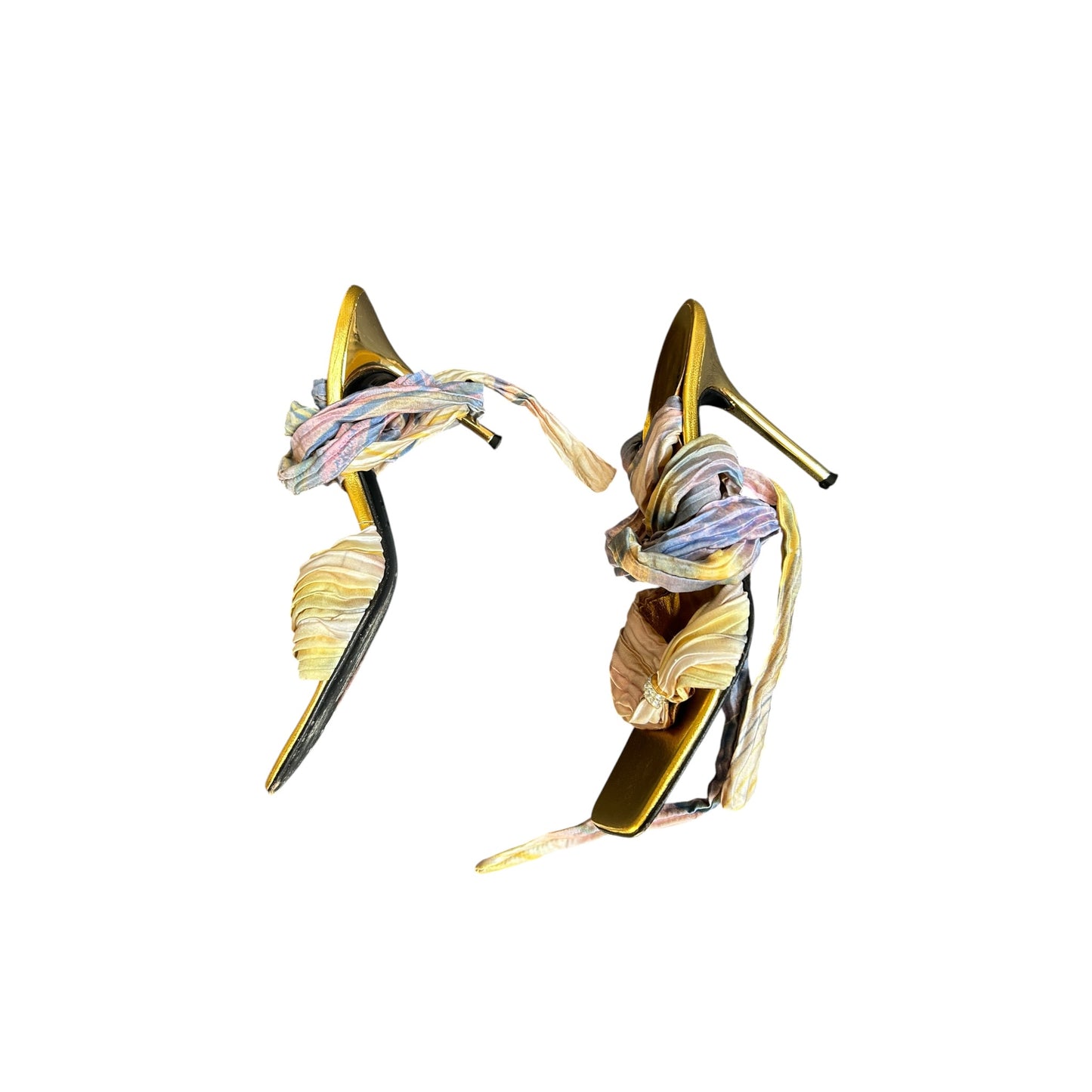 Vintage Roberto Cavalli multicolored wrap around crystal sandals / 38