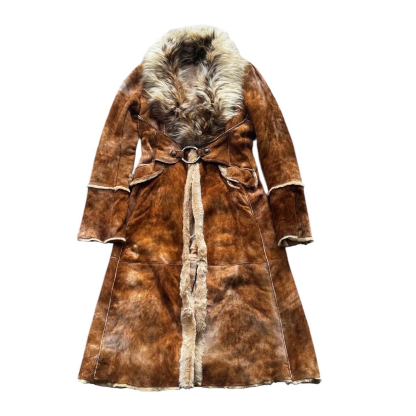 Vintage 90s Roberto Cavalli camel skin faux fur coat