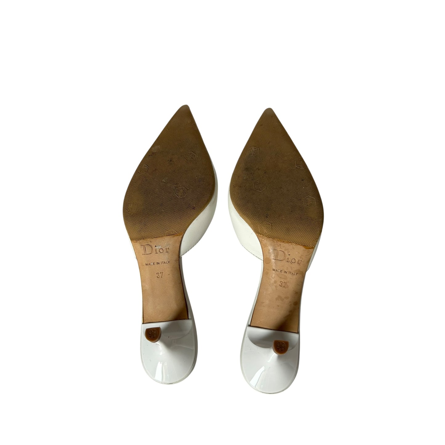 Vintage rare Dior by Galliano white cream bow tie mule heels / 37