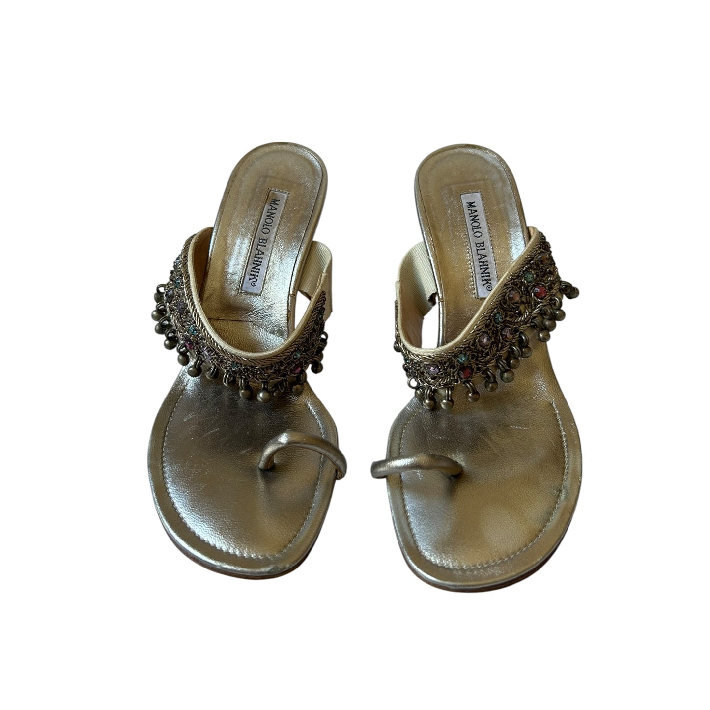 Vintage Manolo Blahnik metallic embellished sandal / 37