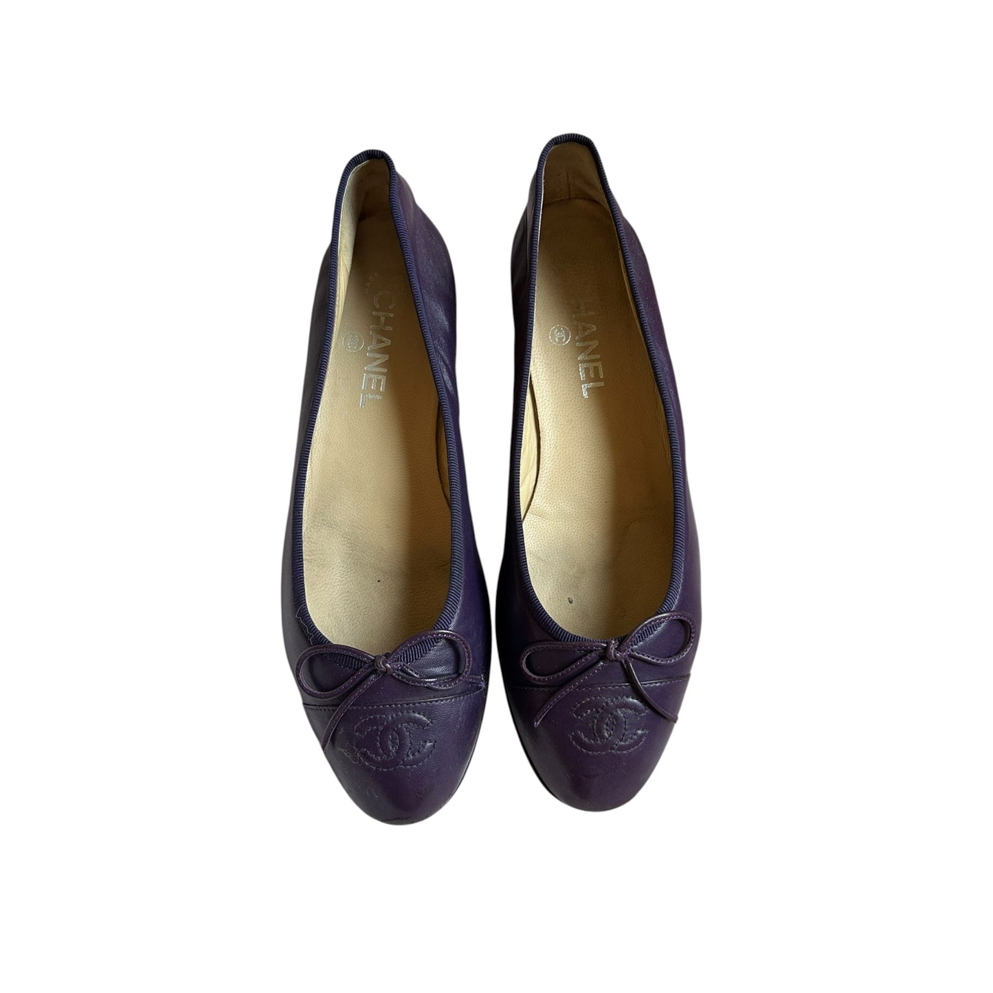 Vintage Chanel CC interlocking logo purple ballet flats / 39.5