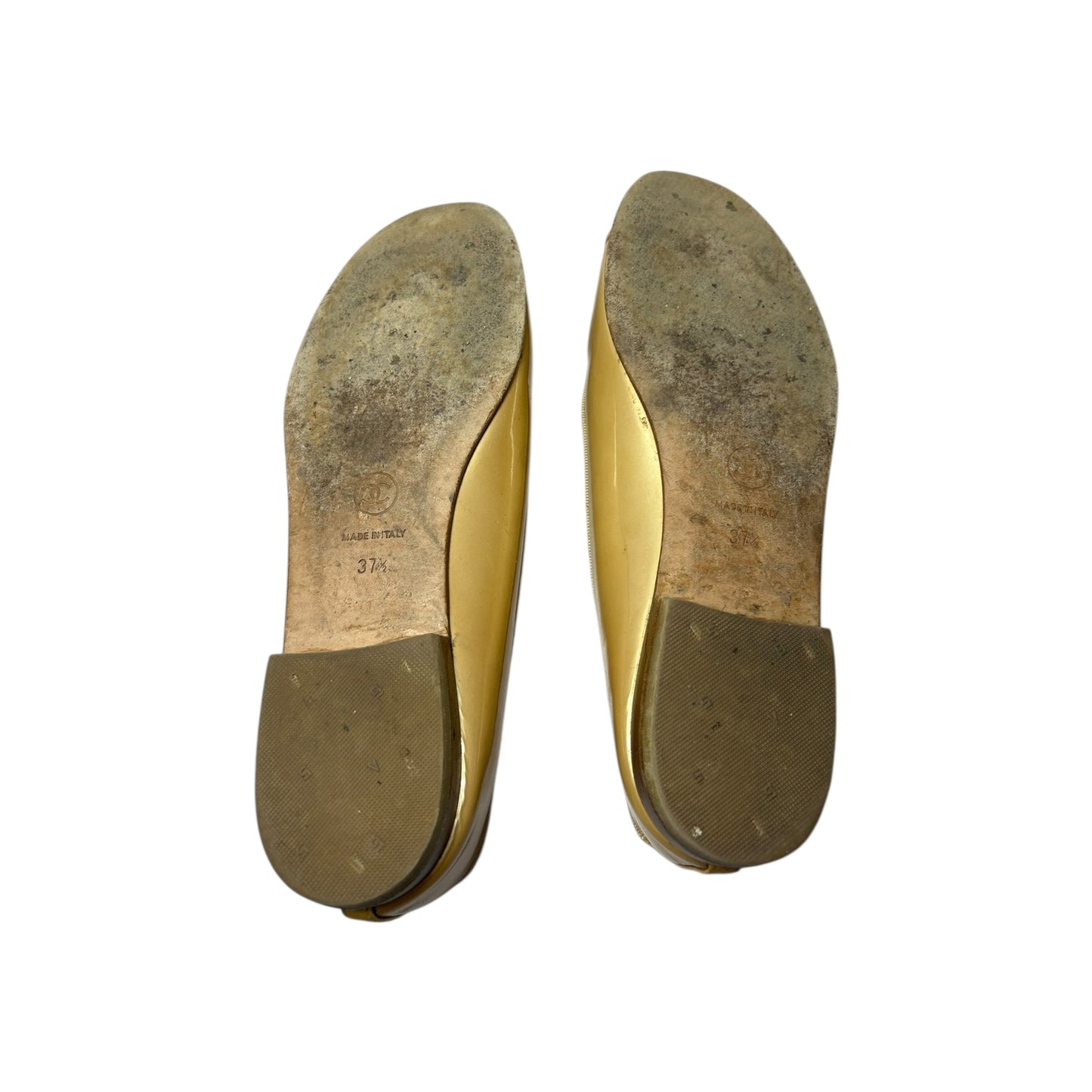 Vintage Chanel mustard CC interlocking logo ballet flats / 37.5