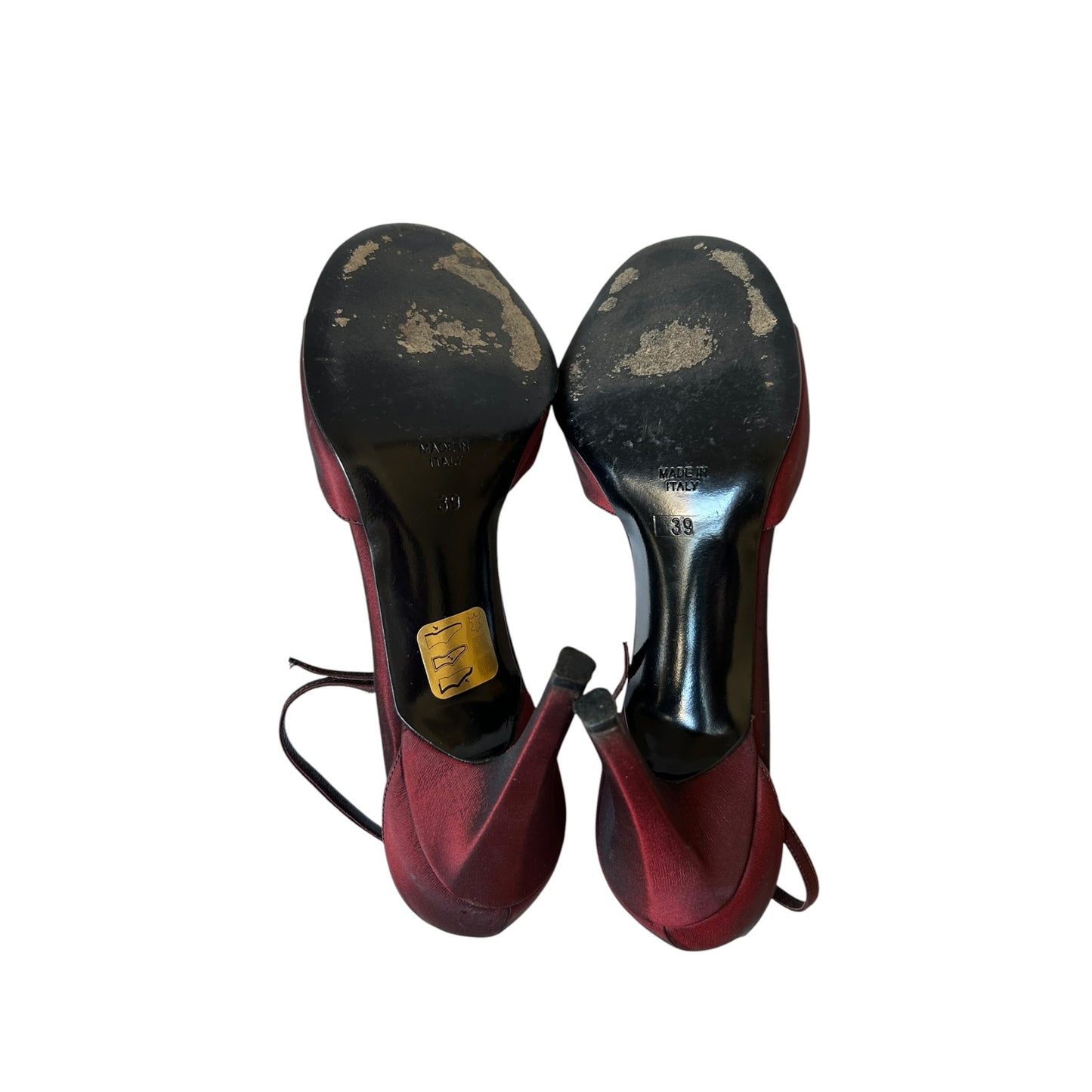 Vintage Rene Caovilla burgundy wine floral heels / 39