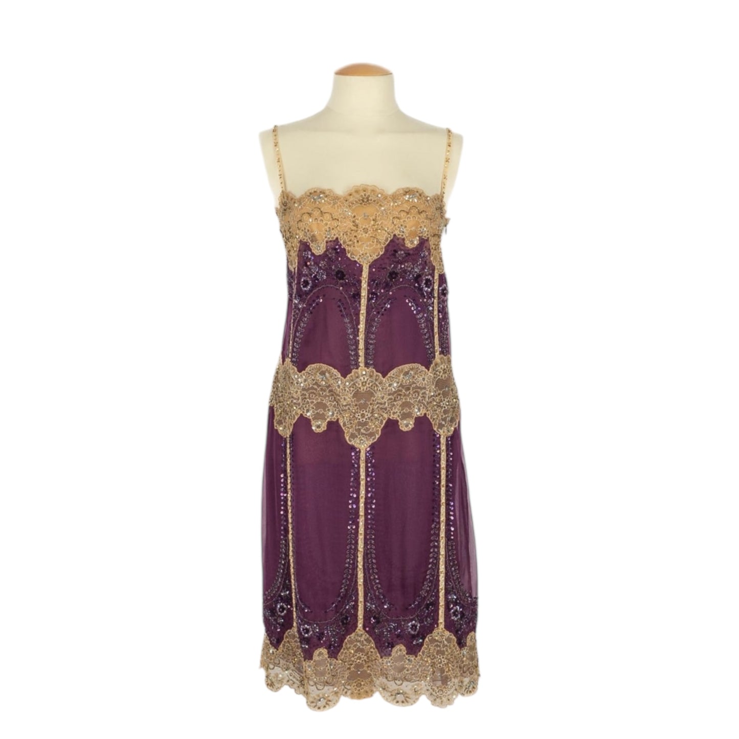 RENTAL ONLY-Vintage Valentino 2005 purple sequined lace dress NWT