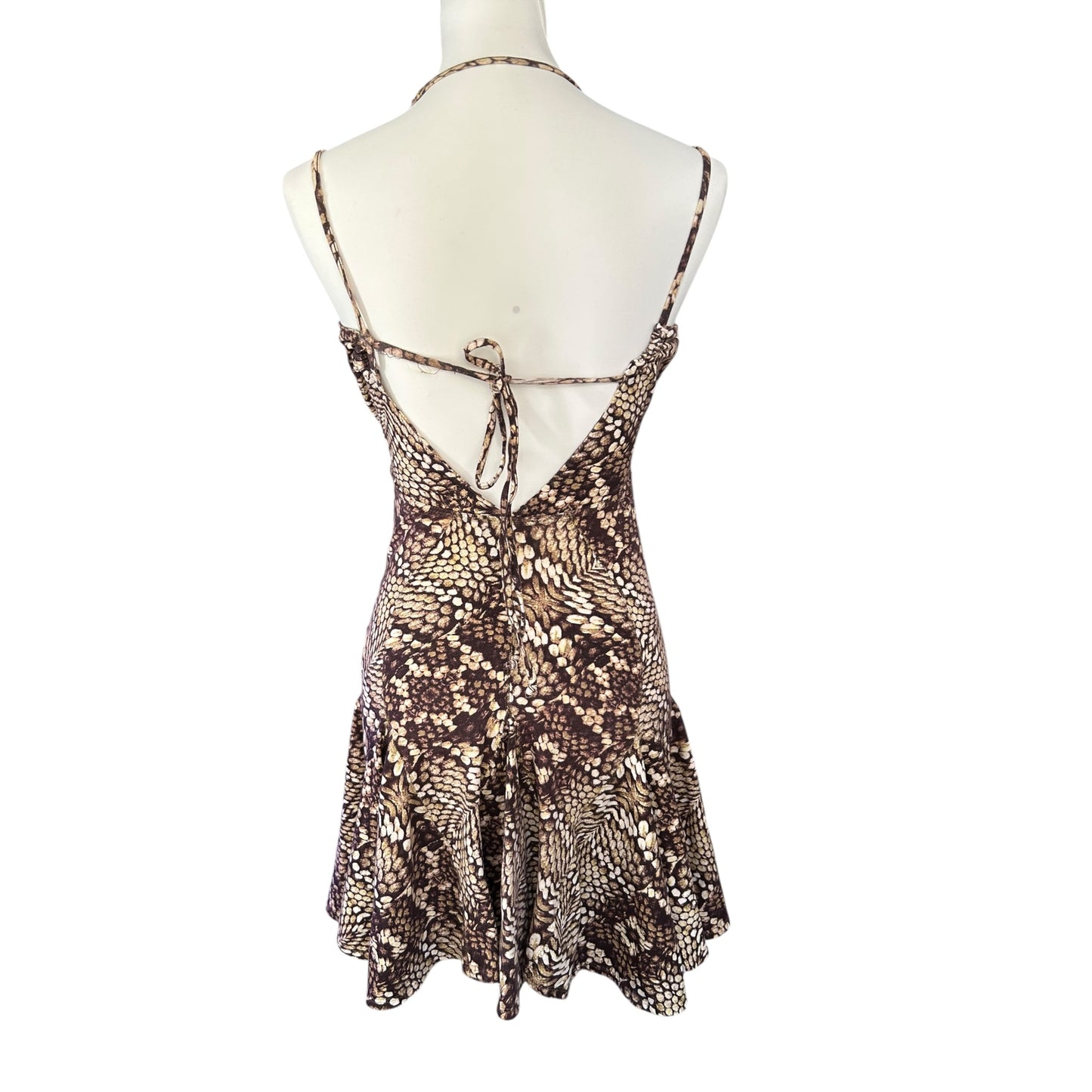 Vintage Roberto Cavalli 2000s Halter Neck Snake Print Mini Dress