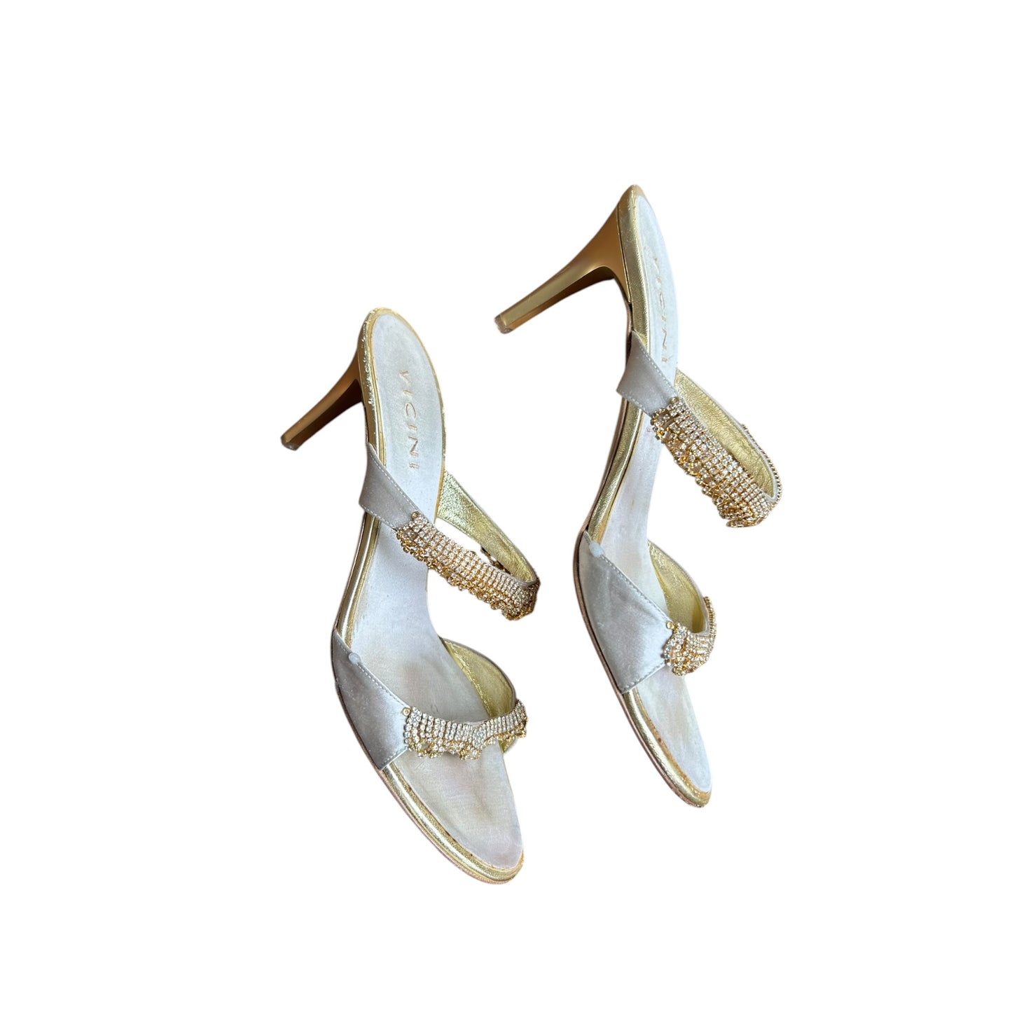 Vintage Vicini by Zanotti satin crystal mule heels / 39.5