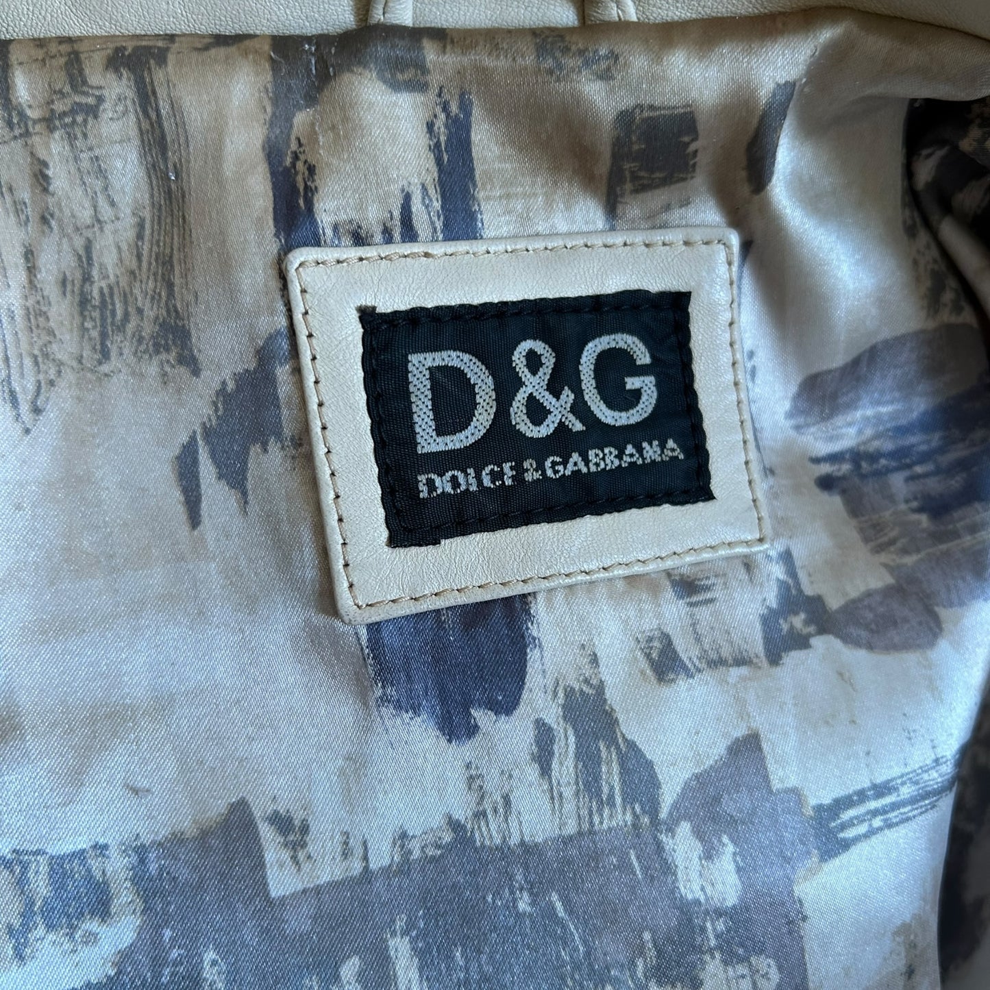 Vintage Dolce&Gabbana beige leather jacket