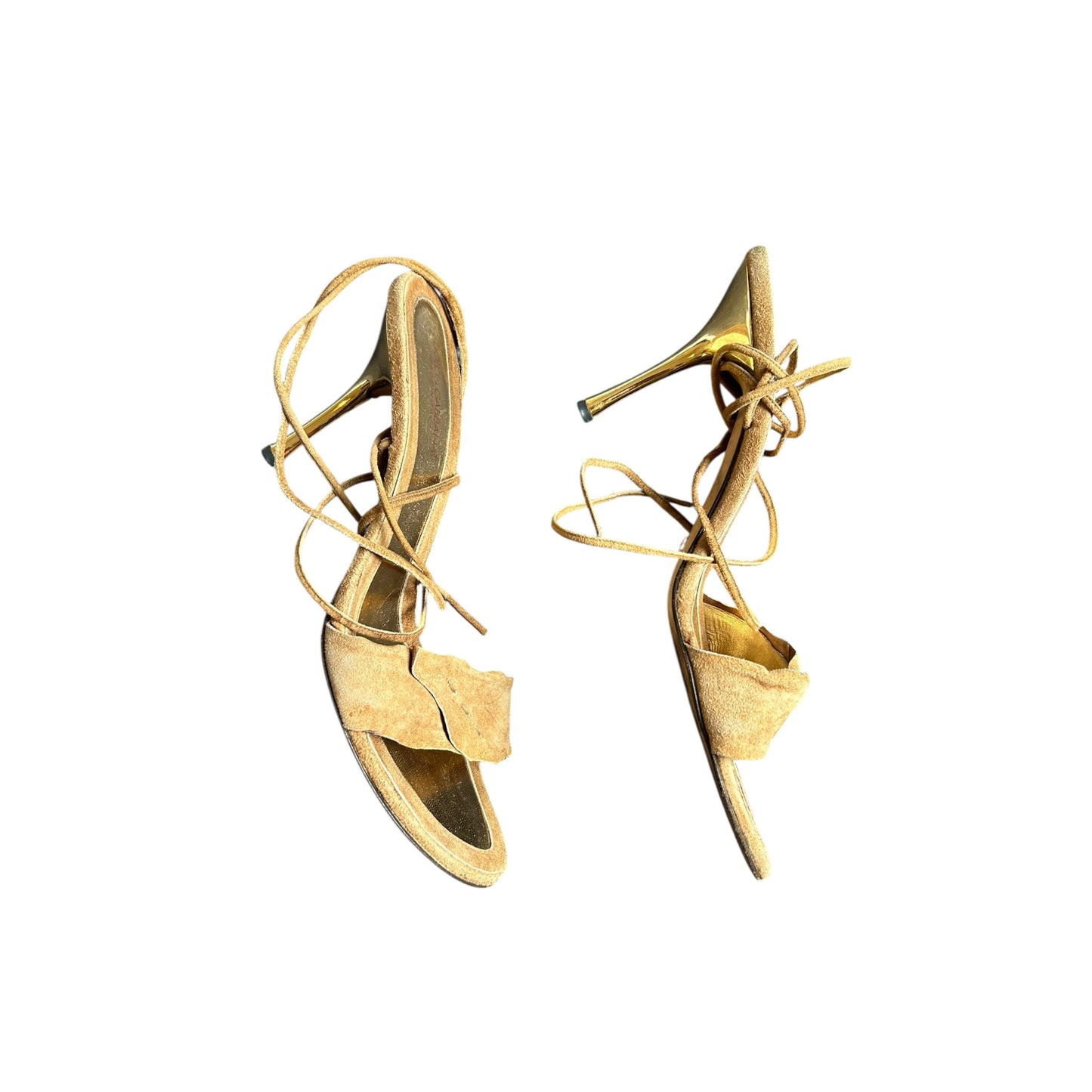 Vintage Dolce&Gabbana wrap around suede brown heels / 39