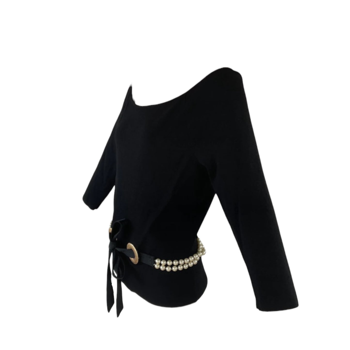 Vintage Valentino SS2005 runway pearl keyhole black top