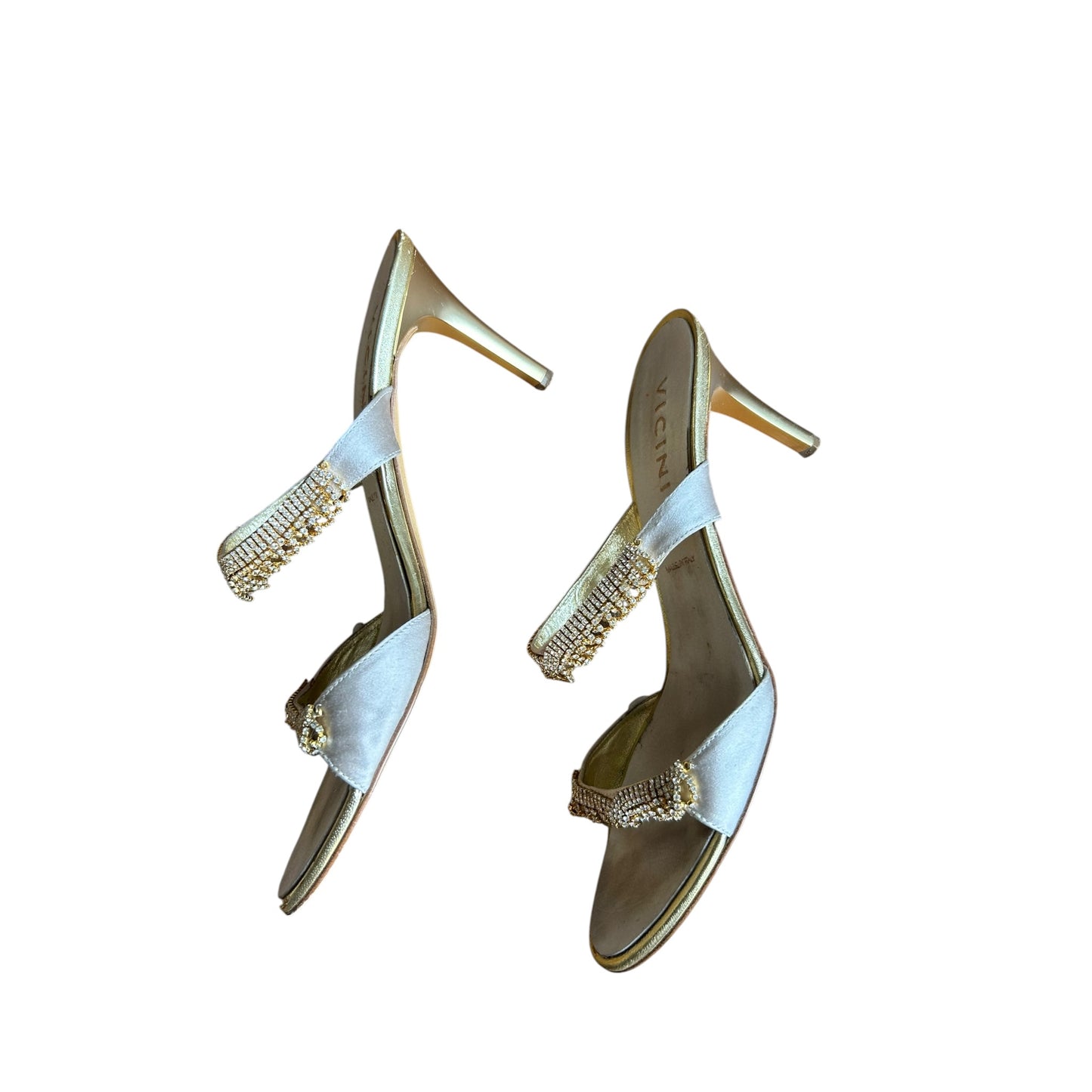 Vintage Vicini by Zanotti satin crystal mule heels / 39.5