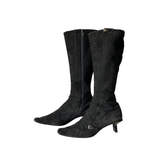 Vintage Prada rare suede 90s buckle boots / 39