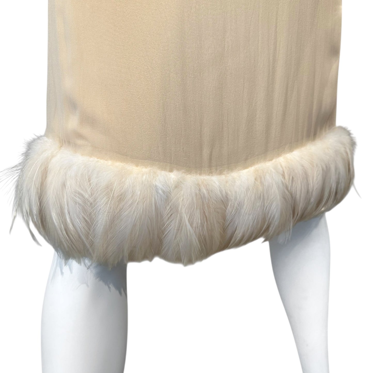 Gucci SS1999 RUNWAY  By Tom Ford Beige Silk Feathers Trim 2 piece Set