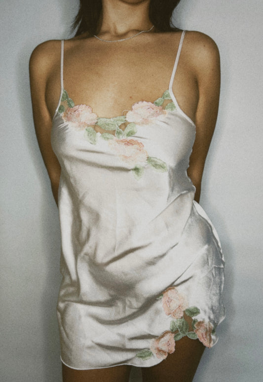 Vintage floral satin slip dress