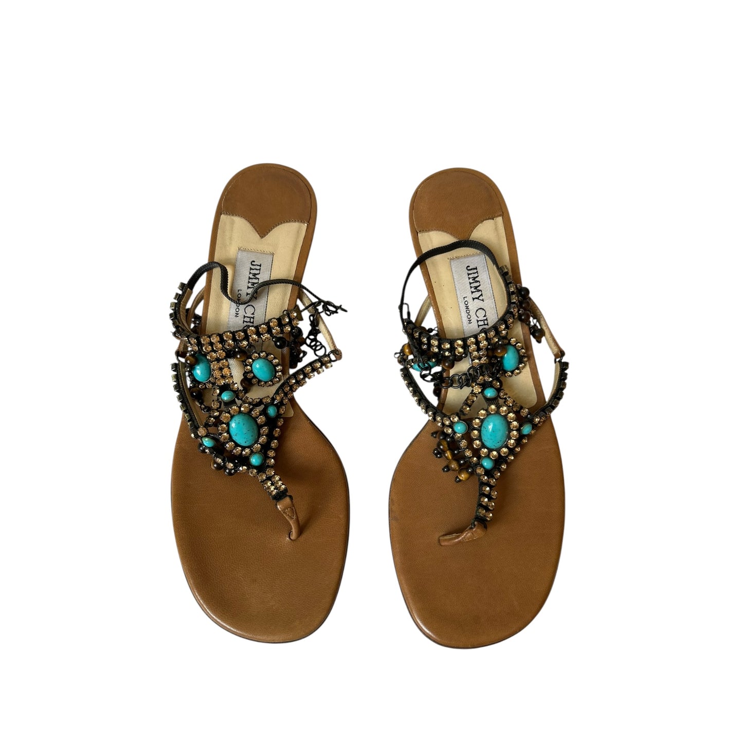 Vintage rare Jimmy Choo brown embellished mules / 37.5