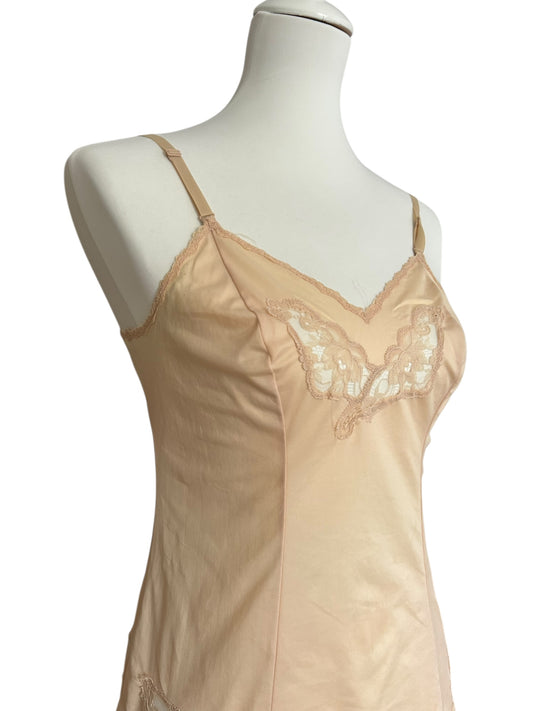 Vintage apricot lace detailed slip dress