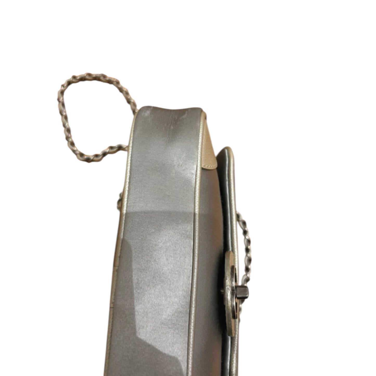 Vintage Chanel timeless classic silver leather and satin bag